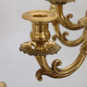 19th Century Italian Gilt Bronze Pair of Antique Candelabras with Eleven Lights