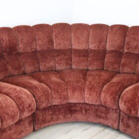 Italian Modular Curved Sofa in Copper-Toned Velvet, 1970's