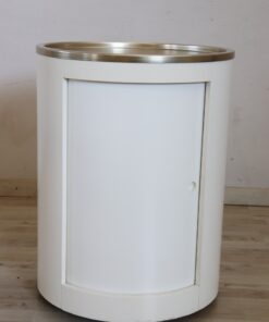 Space Age White Bar Cart - Door Closed - Styylish