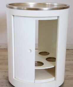 Space Age White Bar Cart - Door Open - Styylish