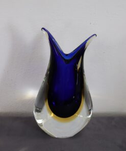 Murano Blue and Yellow Vase - Front - Styylish