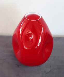 Italian Murano Red Vase - White Rim - Styylish