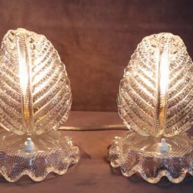 Transparent Murano Glass Pair of Table Lamps, Barovier & Toso 1950s