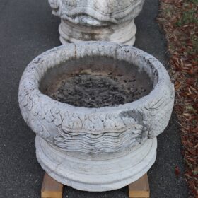 Italian Outdoor and Garden Pair of Vases in White Hand-Carved Carrara Marble