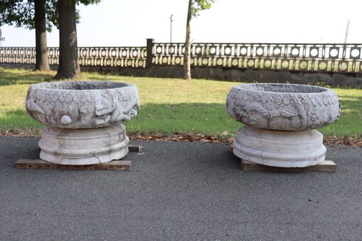 Pair of Marble Garden Vases - Both Outside - Styylish