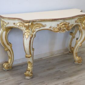 Italian Baroque Style Lacquered and Gilded Wood Console Table