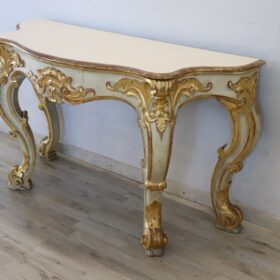 Italian Baroque Style Lacquered and Gilded Wood Console Table