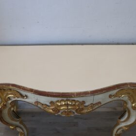 Italian Baroque Style Lacquered and Gilded Wood Console Table