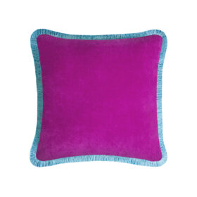 Happy Pillow 40 Velvet Lilac with Light Blue Fringes