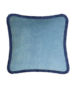 Happy Pillow 40 Velvet Light Blue with Blue Fringes