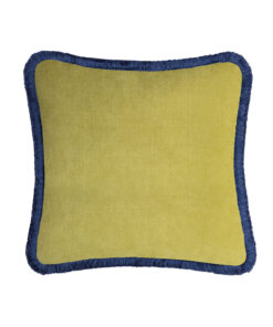 Happy Pillow 40 Velvet Lime with Blue Fringes
