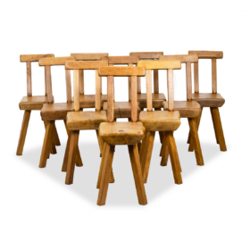 Mobichalet Brutalist Style Set of 10 Chairs, 1960