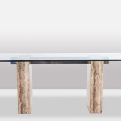 Glass and Travertine Desk - Full - Styylish