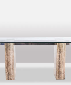 Glass and Travertine Desk - Full - Styylish
