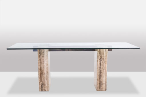 Glass and Travertine Desk - Full - Styylish