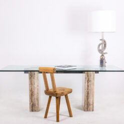 Glass and Travertine Desk - Staged - Styylish