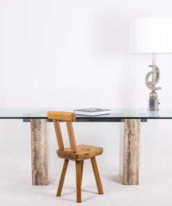 Glass and Travertine Desk - Staged - Styylish