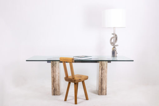 Glass and Travertine Desk - Staged - Styylish