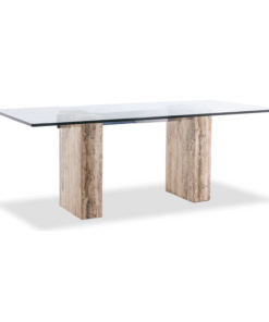 Glass and Travertine Desk - Styylish