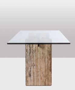 Glass and Travertine Desk - Side Profile - Styylish
