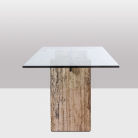 Glass and Travertine Desk, 1980s