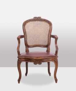 Alternative view of Pair of “Cabriolet” Armchairs in Walnut and Canework, Louis XV Period