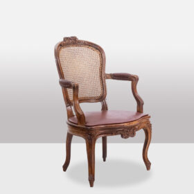 Pair of “Cabriolet” Armchairs in Walnut and Canework, Louis XV Period