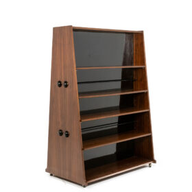 Double-sided Rosewood Bookcase on Casters. Circa 1960.