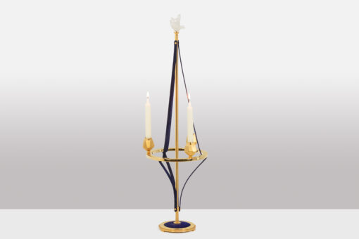 Candlestick Gilded Brass and Velvet - Side - Styylish