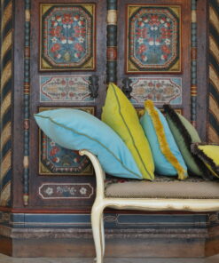 Alternative view of Happy Pillow 40 Lime Velvet with Light Blue Fringes