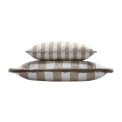 Couple Striped Happy Pillow White & Beige - Styylish