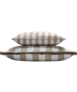 Couple Striped Happy Pillow White & Beige - Styylish