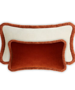 Couple Velvet Bed Cushions With Fringes Brick
