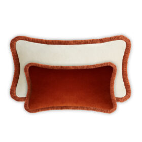 Couple Velvet Bed Cushions With Fringes Brick