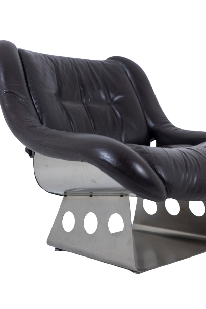 Metal and Leather Living Room Set, 1970s - Image 19