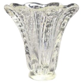 Italian Murano Art Glass Transparent Vase by Barovier, Bullicante Model, 1950s