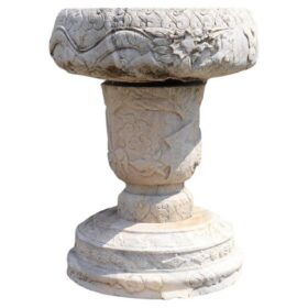 Italian Outdoor and Garden Vase in White Hand-Carved Carrara Marble