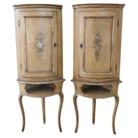 Antique Corner Cabinets in Poplar Wood, Louis XV Italy Mid 18th Century