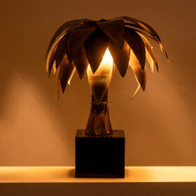 Maison Jansen Palm Tree Lamp in Gilded Brass. Circa 1970.