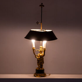 Bouillotte Lamp in Gilded Bronze and Marble, Circa 1900