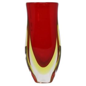 Art Glass Ruby Red Small Vase by Flavio Poli for Seguso, Murano Italy 1960s