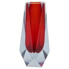 Red Art Glass Vase, Flavio Poli for A. Mandruzzato, Murano 1960s