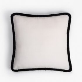 Happy Pillow 40 Velvet White with Black Fringes