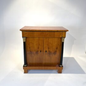 Biedermeier Half-Cabinet, Cherry Veneer, Full Columns, Southern Germany, circa 1820