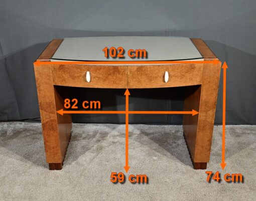 Small Desk in Amboyna Burl - Measurements - Styylish