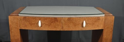 Small Desk in Amboyna Burl - Front Detail - Styylish