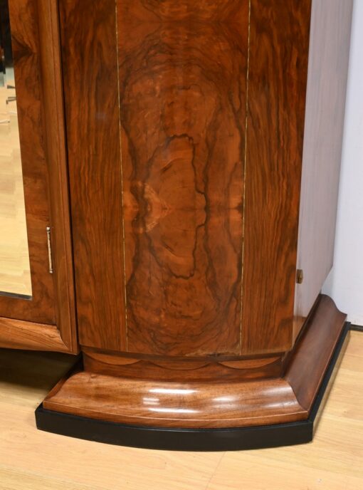 Burl Walnut Mirrored Cabinet- detail of lower right side- Styylish