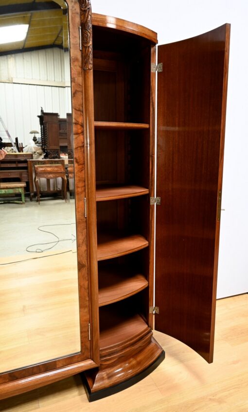 Burl Walnut Mirrored Cabinet- open right door- Styylish