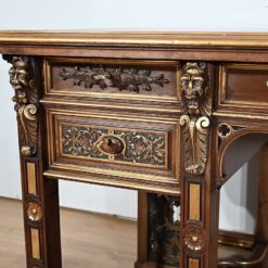 Italian Renaissance Study and Desk - Desk Front Left Carving - Styylish