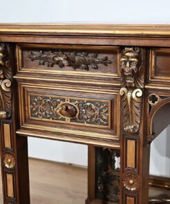 Italian Renaissance Study and Desk - Desk Front Left Carving - Styylish